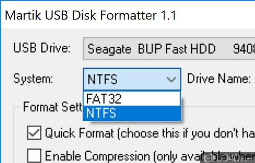 Martik USB Disk Formatter Screenshot