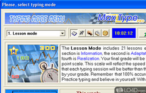 MaxType LITE Typing Tutor Screenshot