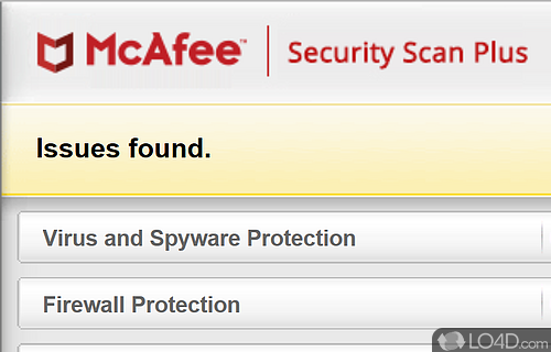 Checks for web protection modules and identifies current threats - Screenshot of McAfee Security Scan Plus
