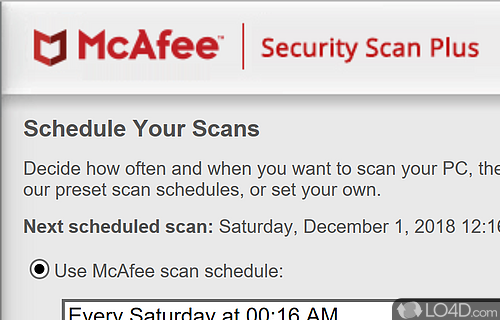 On-demand and scheduled scans of your PC - Screenshot of McAfee Security Scan Plus