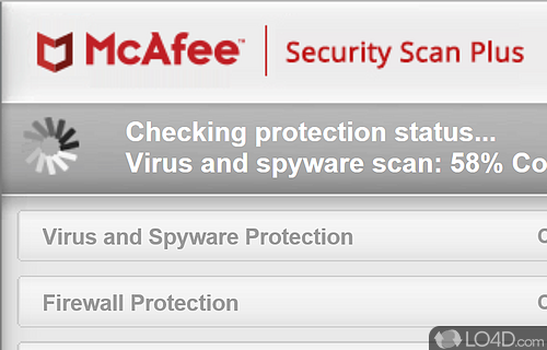 Checks computer for antivirus and anti-spyware utilities, firewall protection, web security, and threats in open apps - Screenshot of McAfee Security Scan Plus