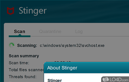 A freeware virus scanner utility to remove specific viruses and rootkits - Screenshot of McAfee Stinger Portable