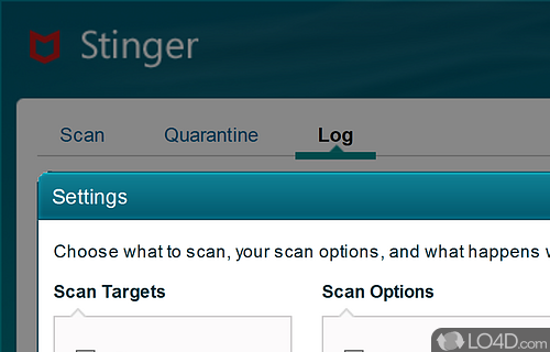 Rootkit scanning - Screenshot of McAfee Stinger Portable
