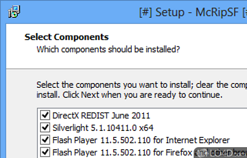 Screenshot of McRip SystemFiles - Practical software installer that provides you with updated redistributable packages for Flash
