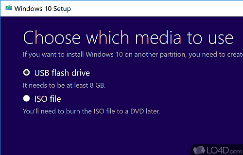 Create a bootable USB or an ISO image - Screenshot of Media Creation Tool