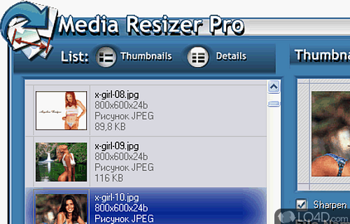 Screenshot of Thumbnail Creator - User interface