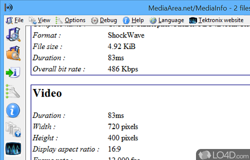View metadata for video and audio - Screenshot of MediaInfo