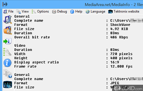 Obtain detailed info about audio and video files - Screenshot of MediaInfo