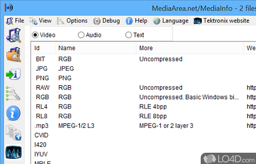 Display of the most relevant technical and tag data for video and audio files - Screenshot of MediaInfo