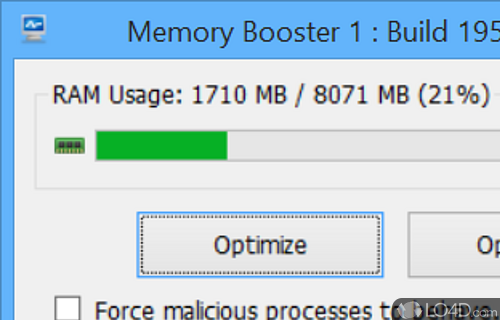 Screenshot of Memory Booster - Software solution that monitors the RAM and CPU usage levels