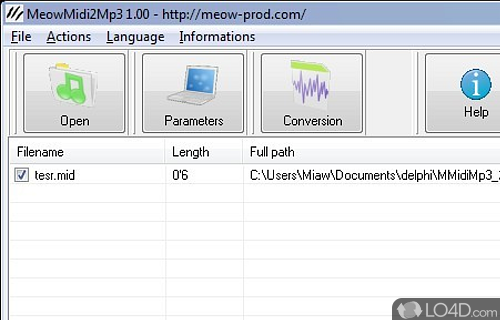Screenshot of MeowMidi2Mp3 - Convert MIDI audio files to MP3, WAV or OGG formats and configure encoding settings