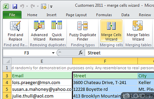 Screenshot of Merge Cells Wizard - Combine multiple cells in Microsoft Excel
