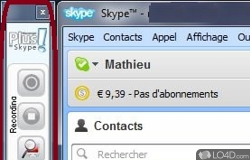 Screenshot of Messenger Plus! for Skype - Skype add-on that can record video and audio conversations, lock Skype window and input a passkey, or use various animations