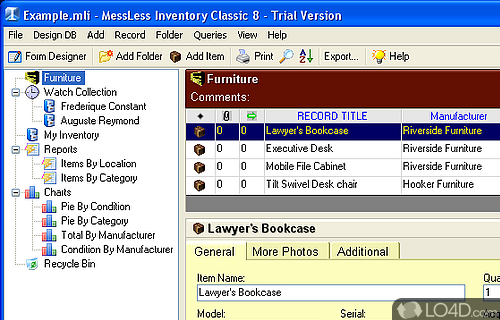 Screenshot of MessLess Inventory - Software solution to keep an inventory of household items