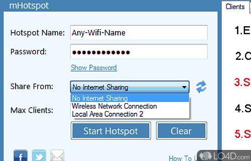 Screenshot of mHotspot - Make a hotspot from computer and share WiFi internet