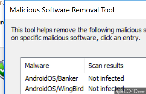 Different scan modes and reports - Screenshot of Microsoft Malicious Software Removal Tool