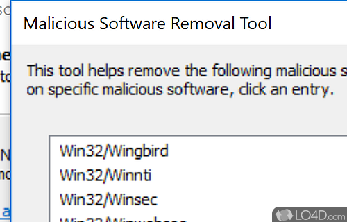 Custom scan to find malware - Screenshot of Microsoft Malicious Software Removal Tool