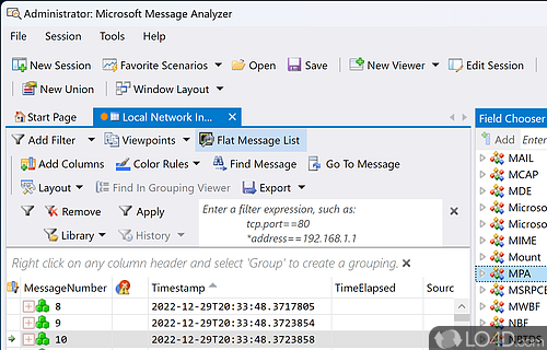 Microsoft Message Analyzer screenshot