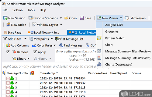 Microsoft Message Analyzer screenshot