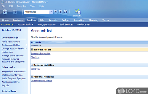 Program to manage finances - Screenshot of Microsoft Money