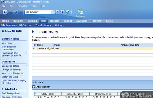 Open and edit Money data files - Screenshot of Microsoft Money