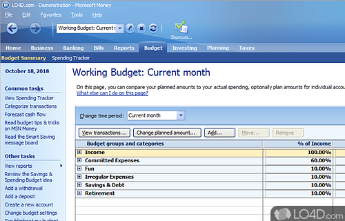 Open and edit Money files - Screenshot of Microsoft Money