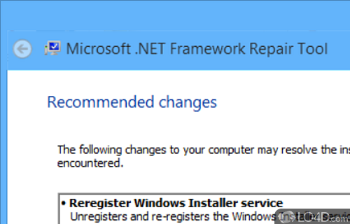 Fixes - Screenshot of Microsoft .NET Framework Repair Tool