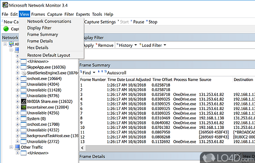 Numerous filtering options and advanced capture settings - Screenshot of Microsoft Network Monitor