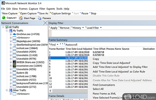 Capture the network traffic and analyze it - Screenshot of Microsoft Network Monitor