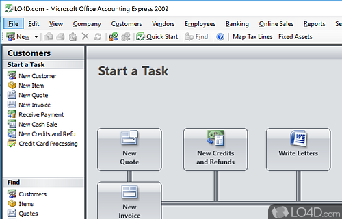 For small businesses - Screenshot of Microsoft Office Accounting Express