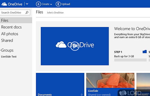 Screenshot of Microsoft OneDrive - Runs as an interface between you and the OneDrive storage system, enabling you to keep important files with you anywhere