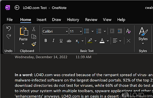 Freely type, draw, or insert media anywhere on a document page - Screenshot of Microsoft OneNote