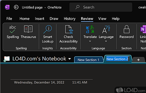 Clean without any clutter - Screenshot of Microsoft OneNote