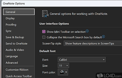 Features - Screenshot of Microsoft OneNote