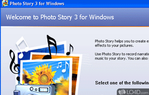 Screenshot of Microsoft Photo Story - Build slideshows from pictures