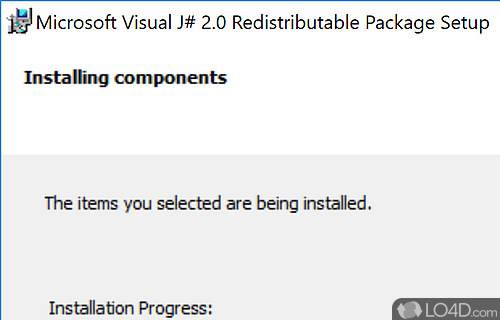 User interface - Screenshot of Microsoft Visual J# Redistributable Package