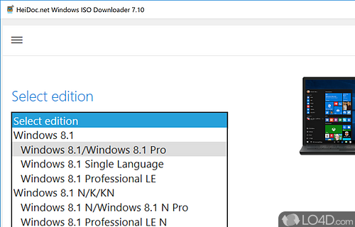 Microsoft Windows ISO Download Tool Screenshot