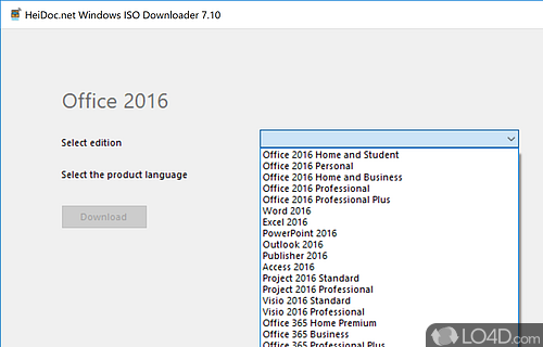 User interface - Screenshot of Windows ISO Downloader Tool