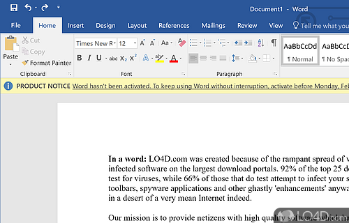 Edit documents and create new ones with ease - Screenshot of Microsoft Word 2016