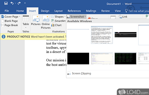 Screenshot of Microsoft Word 2016 - Comes with advanced text editing and layout design capabilities to write documents