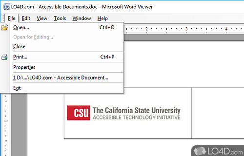 Free Microsoft Word document viewer - Screenshot of Microsoft Word Viewer
