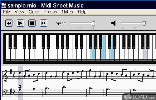 Screenshot of Midi Sheet Music - Software utility that allows users to display MIDI files as music sheets