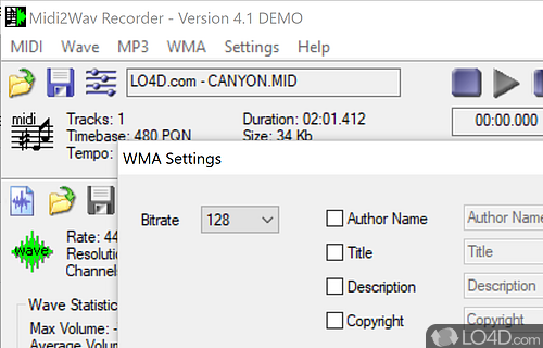 Midi2Wav Recorder screenshot