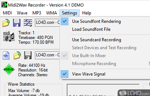 Midi2Wav Recorder screenshot