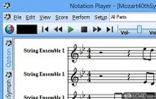Screenshot of MidiNotate Player - User interface