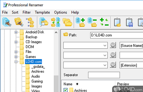 MIKLSOFT Renamer - The program for renaming files in the selected folder - Screenshot of Professional Renamer