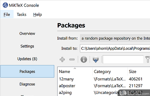 Implementation of TeX/LaTeX and related programs - Screenshot of MiKTeX