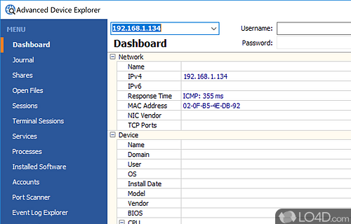 User interface - Screenshot of MiTeC Network Scanner