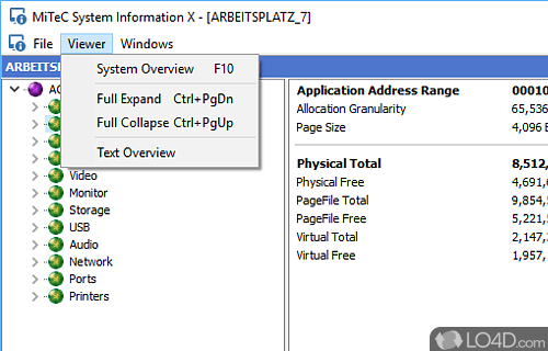 A free app for Windows, by MiTeC - Screenshot of MiTeC System Information X