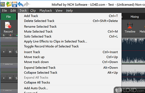 Apply effects and define output format - Screenshot of MixPad